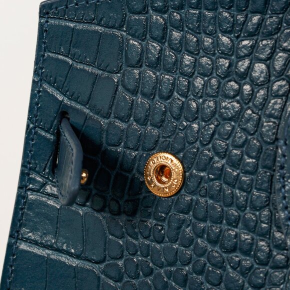 Teddy Blake Kate Croco 12" Blue Leather Tote - Picture 9 of 11